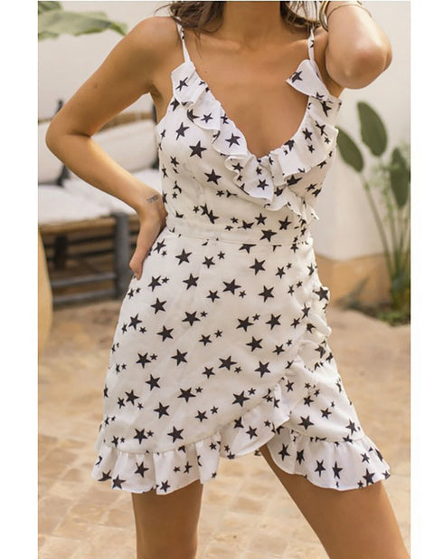 Samantha Ruffle Print Mini Dress