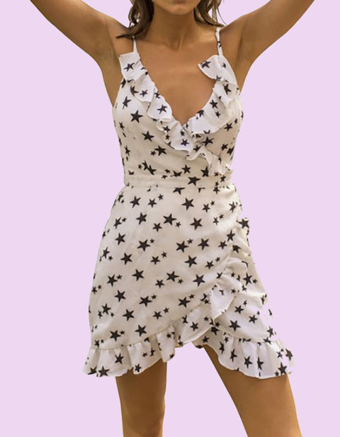 Samantha Ruffle Print Mini Dress