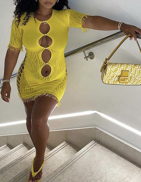 Melanie Hollow-Out Lace Mini Dress