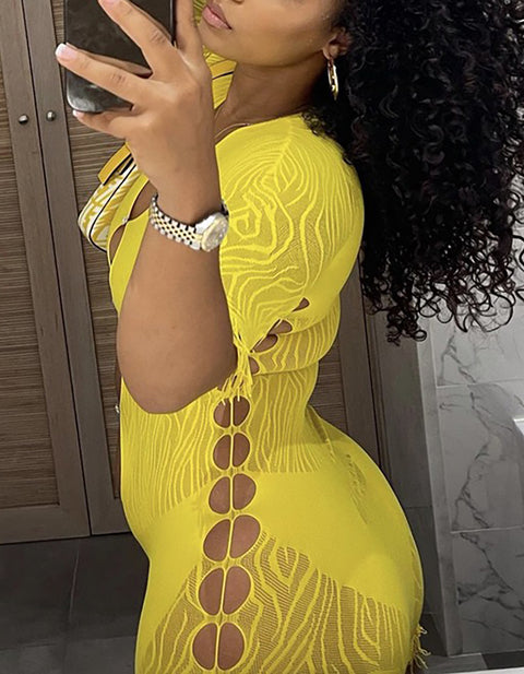 Melanie Hollow-Out Lace Mini Dress