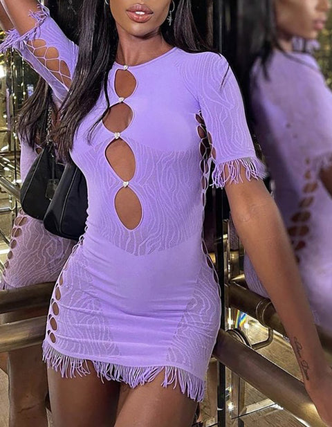 Melanie Hollow-Out Lace Mini Dress