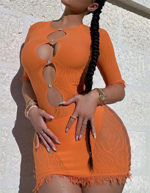 Melanie Hollow-Out Lace Mini Dress