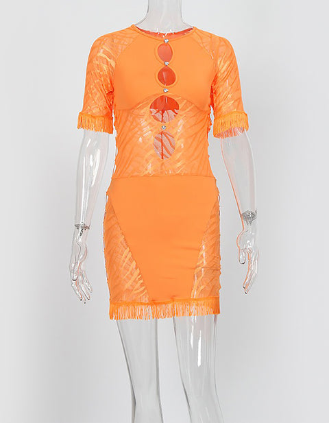 Melanie Hollow-Out Lace Mini Dress
