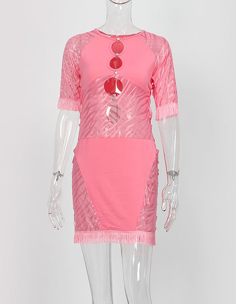 Melanie Hollow-Out Lace Mini Dress