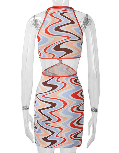 Isabella Halter Hollow-Out Mini Dress