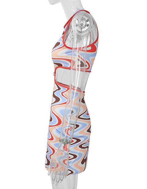 Isabella Halter Hollow-Out Mini Dress