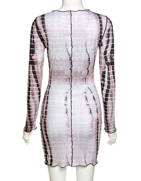 Harper Long-Sleeve Print Mini Dress