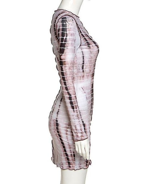 Harper Long-Sleeve Print Mini Dress