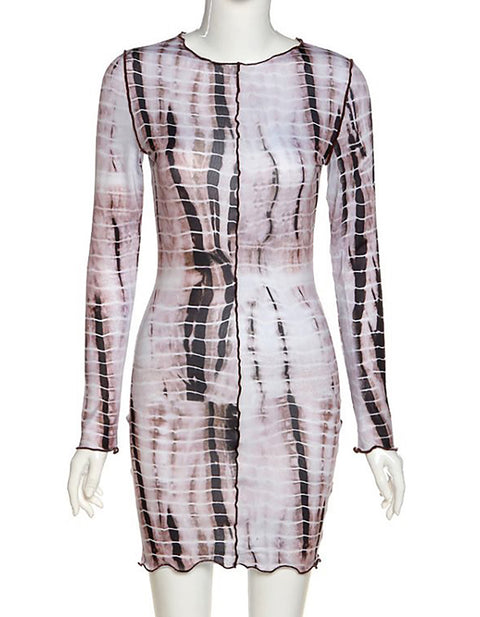 Harper Long-Sleeve Print Mini Dress