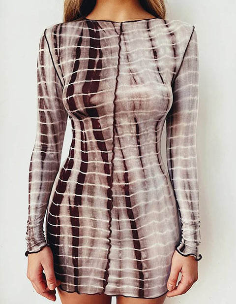 Harper Long-Sleeve Print Mini Dress