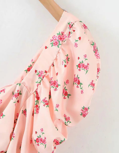 Allison Balloon-Sleeve Floral Mini Dress