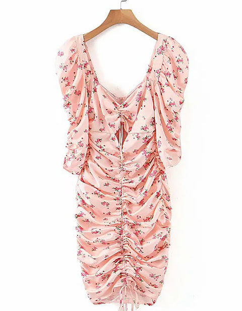 Allison Balloon-Sleeve Floral Mini Dress
