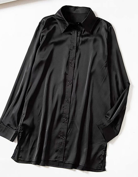 Hazel Satin Shirt Mini Dress