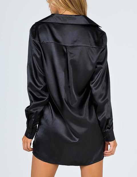 Hazel Satin Shirt Mini Dress