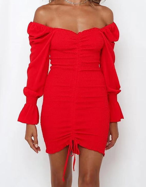 Penelope Balloon-Sleeve Ruffle Midi Dress