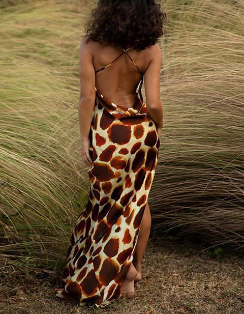 Morgan Side-split Print Maxi Dress