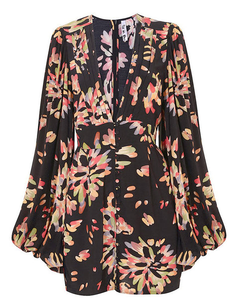 Katherine Deep-V Floral Midi Dress