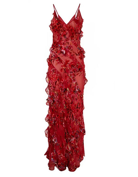 Chloe Ruffle Floral Maxi Dress