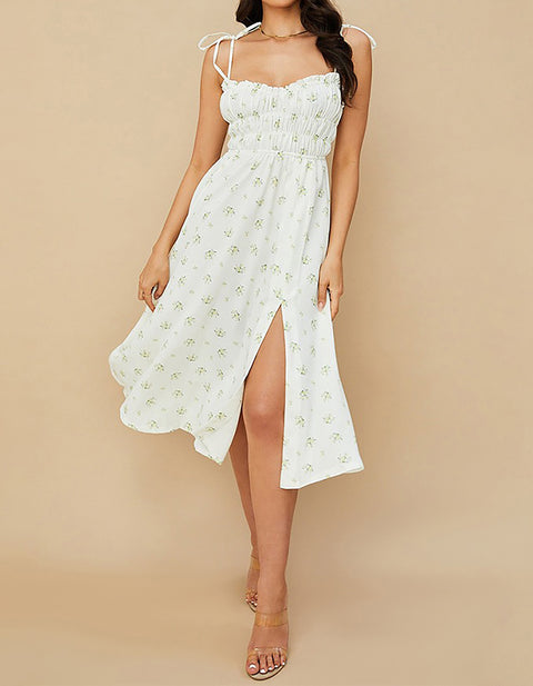Fuchsia Pleating Floral Dress
