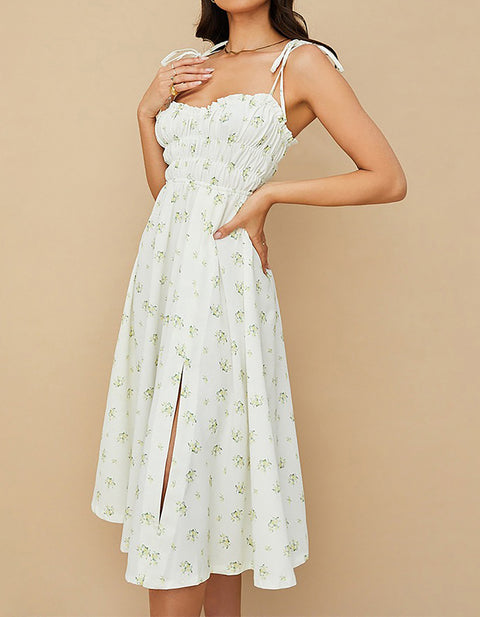 Fuchsia Pleating Floral Dress