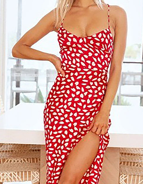 Sepal Side Split Print Dress