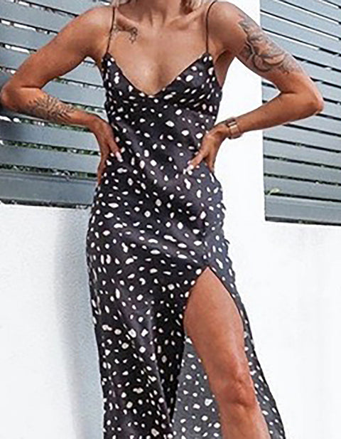 Sepal Side Split Print Dress