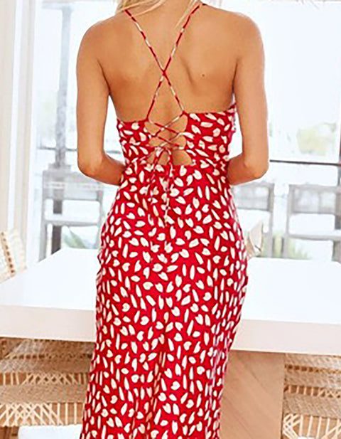 Sepal Side Split Print Dress