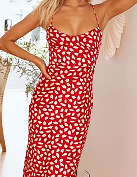 Sepal Side Split Print Dress