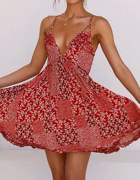 Rhododendron V-Neck Floral Dress