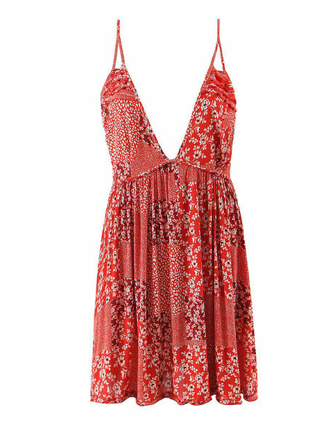 Rhododendron V-Neck Floral Dress
