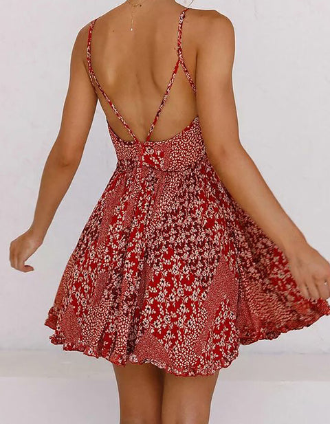 Rhododendron V-Neck Floral Dress