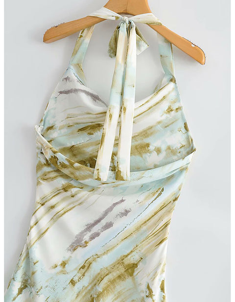 Anneli Halter Stain Effect Dress