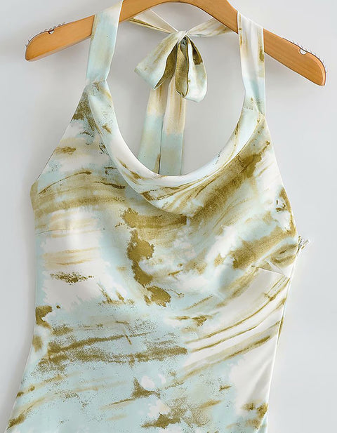 Anneli Halter Stain Effect Dress
