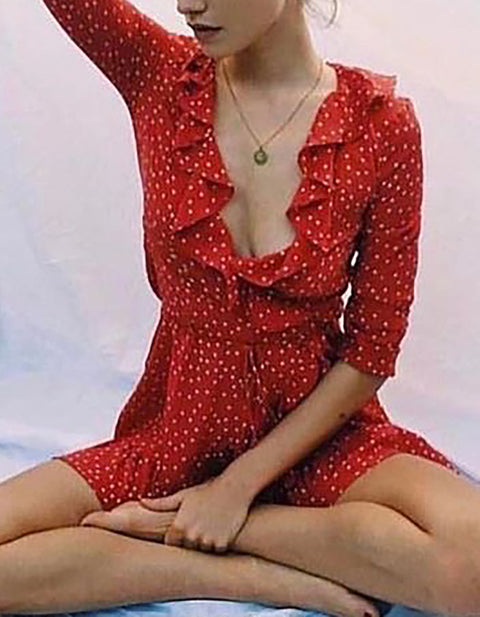 Madeline Ruffles Dot Print Mini Dress
