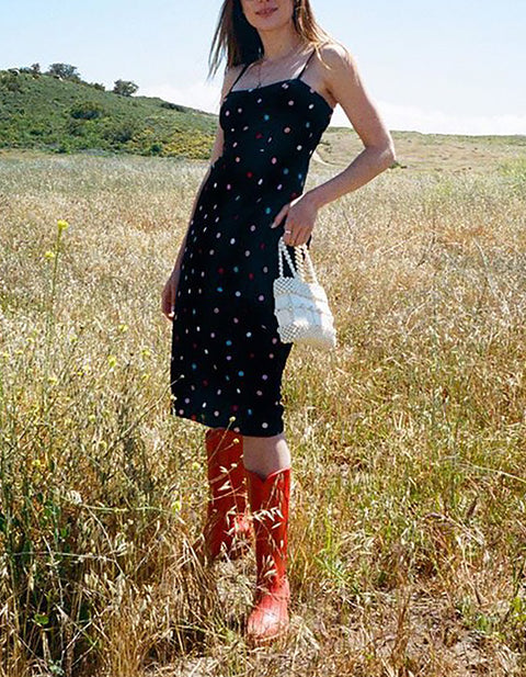 Jessica Strape Dot Print Midi Dress