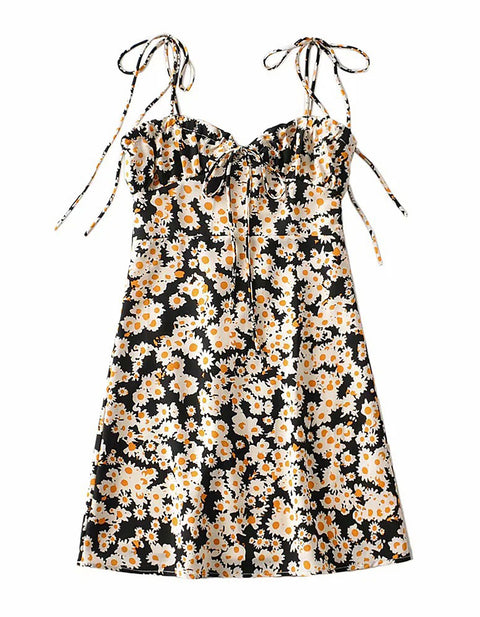 Violet Strap Floral Print Mini Dress
