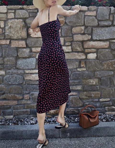 Kate Floral Lace-up Midi Dress