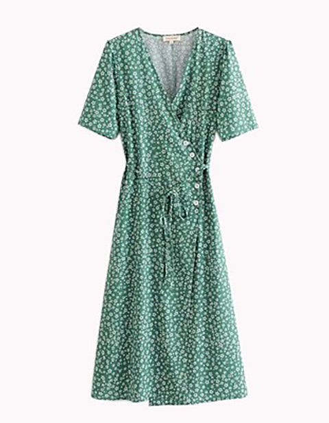 Aubrey Floral Button Midi Dress