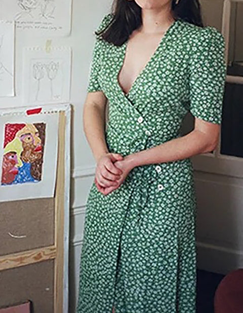 Aubrey Floral Button Midi Dress