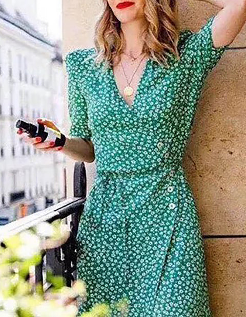 Aubrey Floral Button Midi Dress