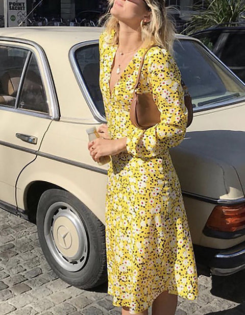 Natalie Floral Ruffle Midi Dress