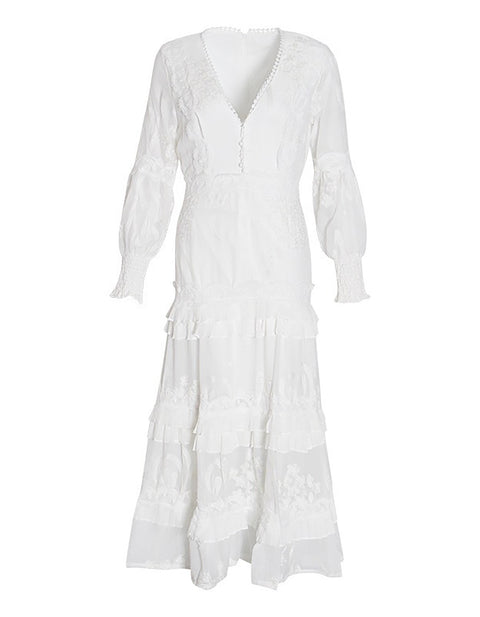 Audrey Ruffle Lace Max Dress