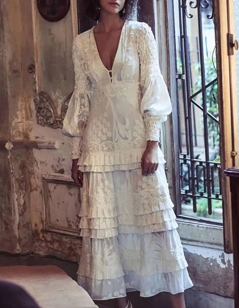 Audrey Ruffle Lace Max Dress