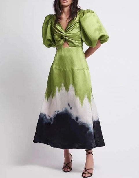 Victoria Stain Effect Maxi Dress