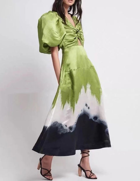 Victoria Stain Effect Maxi Dress
