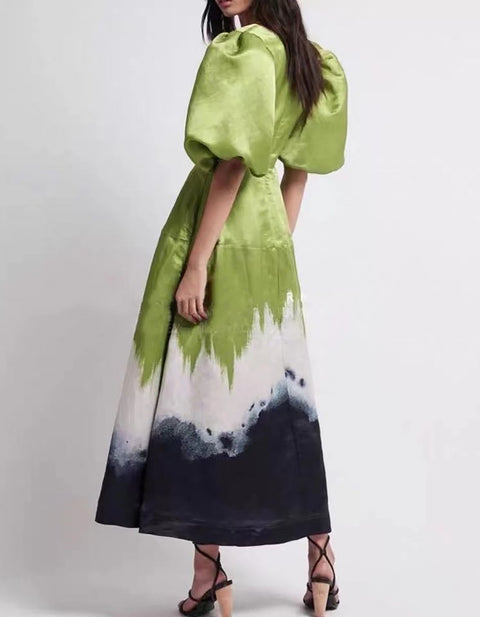 Victoria Stain Effect Maxi Dress