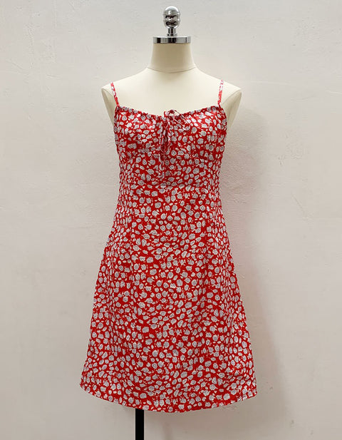 Lydia Floral Lace-up Midi Dress
