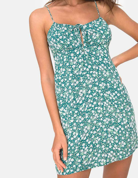 Lydia Floral Lace-up Midi Dress