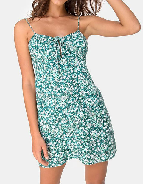 Lydia Floral Lace-up Midi Dress