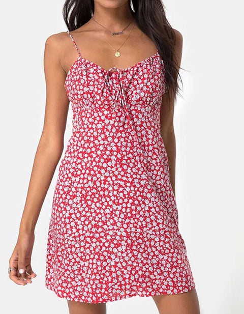 Lydia Floral Lace-up Midi Dress